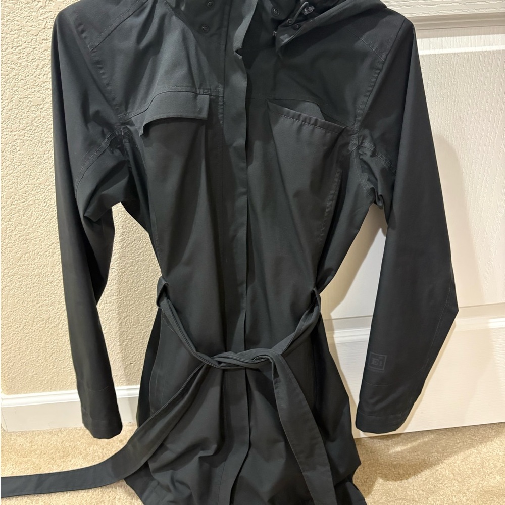 REI Black Trench Coat with Hood